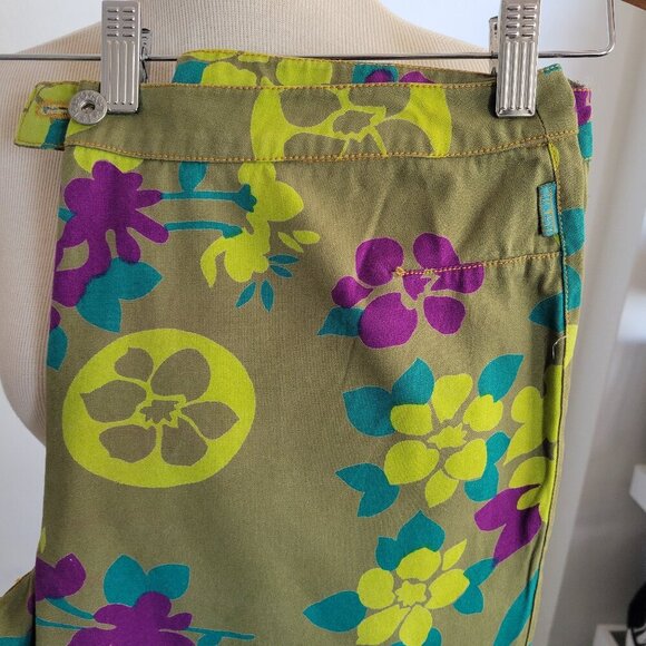 Green Paisley 70’s Style Wide Leg Green Flower Pants (Size: 42 Equal to a 10-12) - Picture 1 of 14